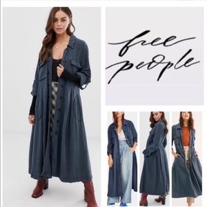 RAINZ DUSTER FREE PEOPLE XS, cargo navy trench coat free people